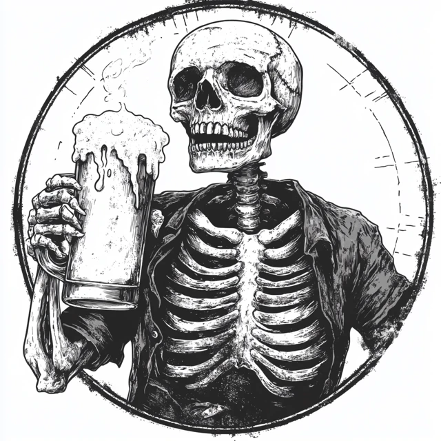 Skeleton with Beer Dad Life Illustration