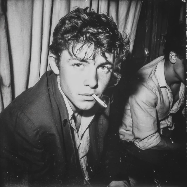 Gritty Black and White Film Photo of a Young Man