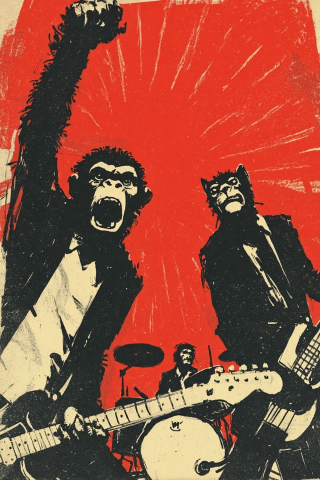 Retro Punk Rock Band Concert Illustration