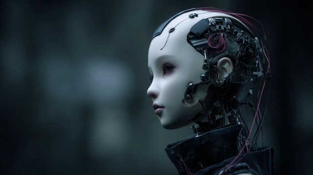 Female Robot Portrait Gottfried Helnwein Style