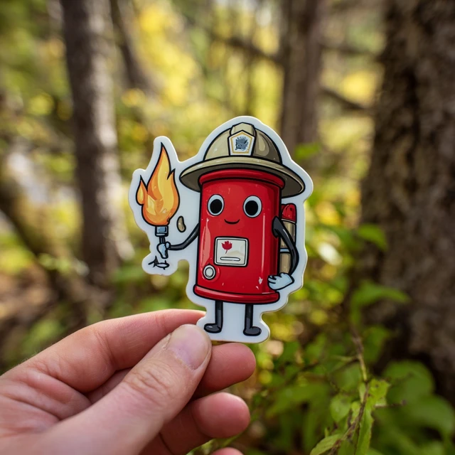 Cartoon Forestry Drip Torch Sticker Fun Forest Fire Prevention