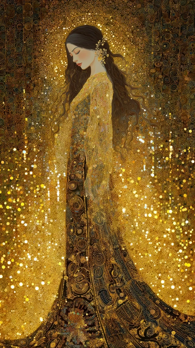 Gustav Klimt Inspired Crocheted Woman Fantasy Art