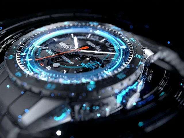 Futuristic Watch with Neon Glow and Road Texture