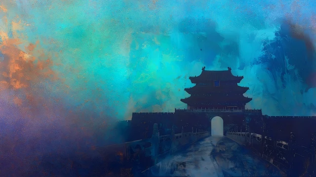 Forbidden City Gate Silhouette Painting