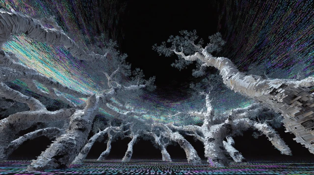 Birch Forest Black Hole 3D Render