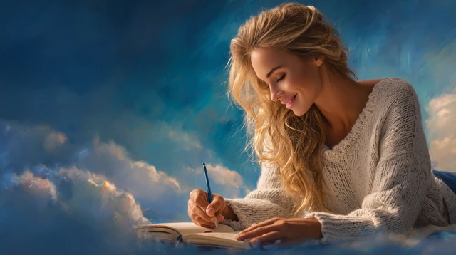 Woman Journaling Dreams Fantasy