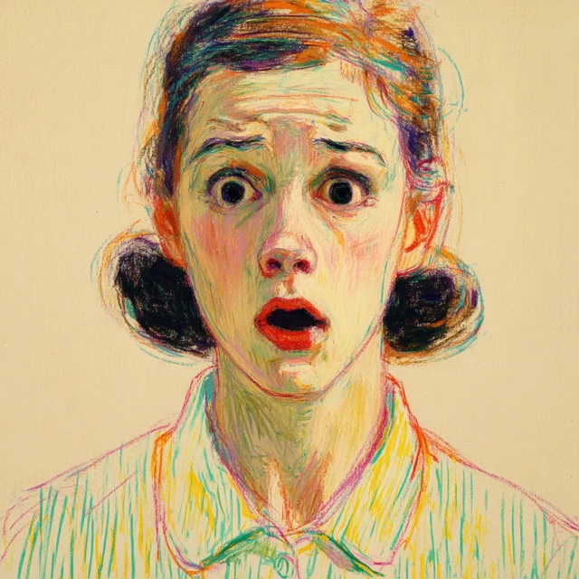 Terrified Teenager Pastel Art by Wayne Thiebaud