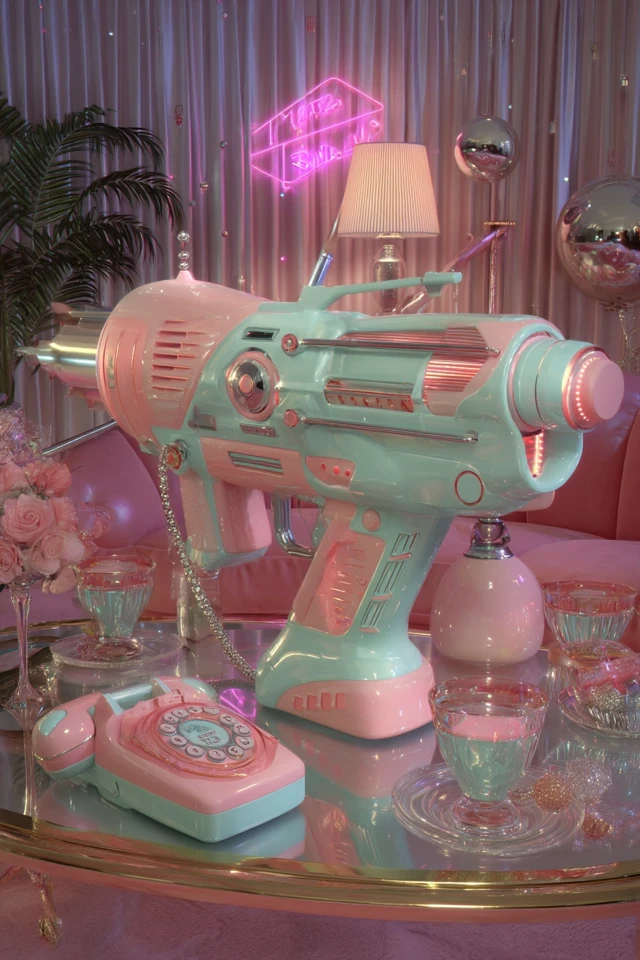 Retro-Futuristic Sci-Fi Scene: Pastel Cyberpunk