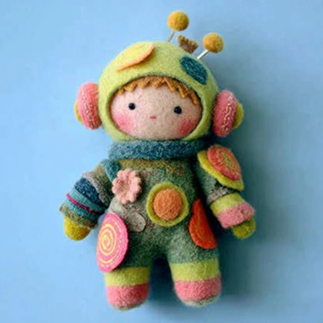 Felt Baby Doll with Textured Patches