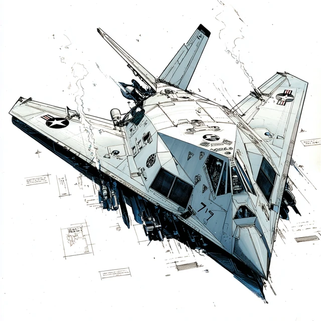 F-117 Nighthawk Comic Illustration