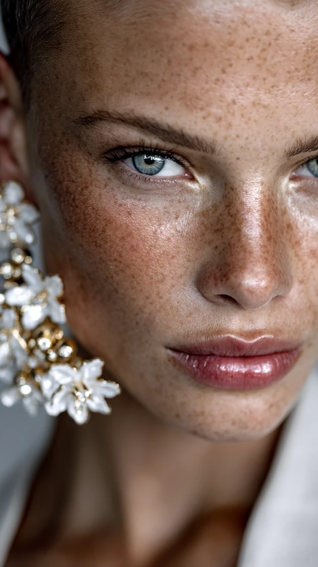 Beautiful Baltic Model with Flower Earrings