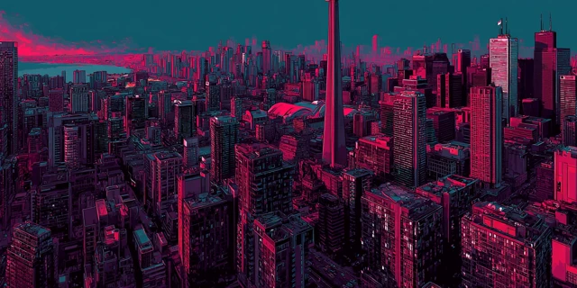 Synthwave Toronto Skyline Illustration