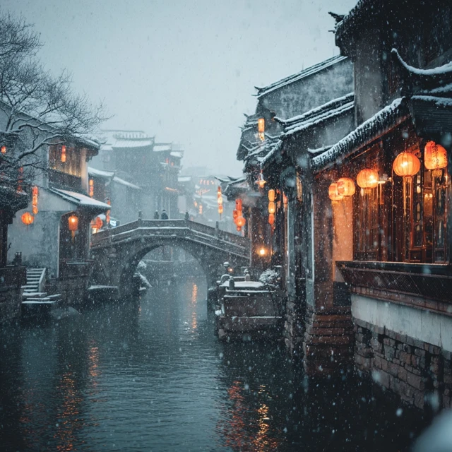 Ancient Chinese City Snow Storm