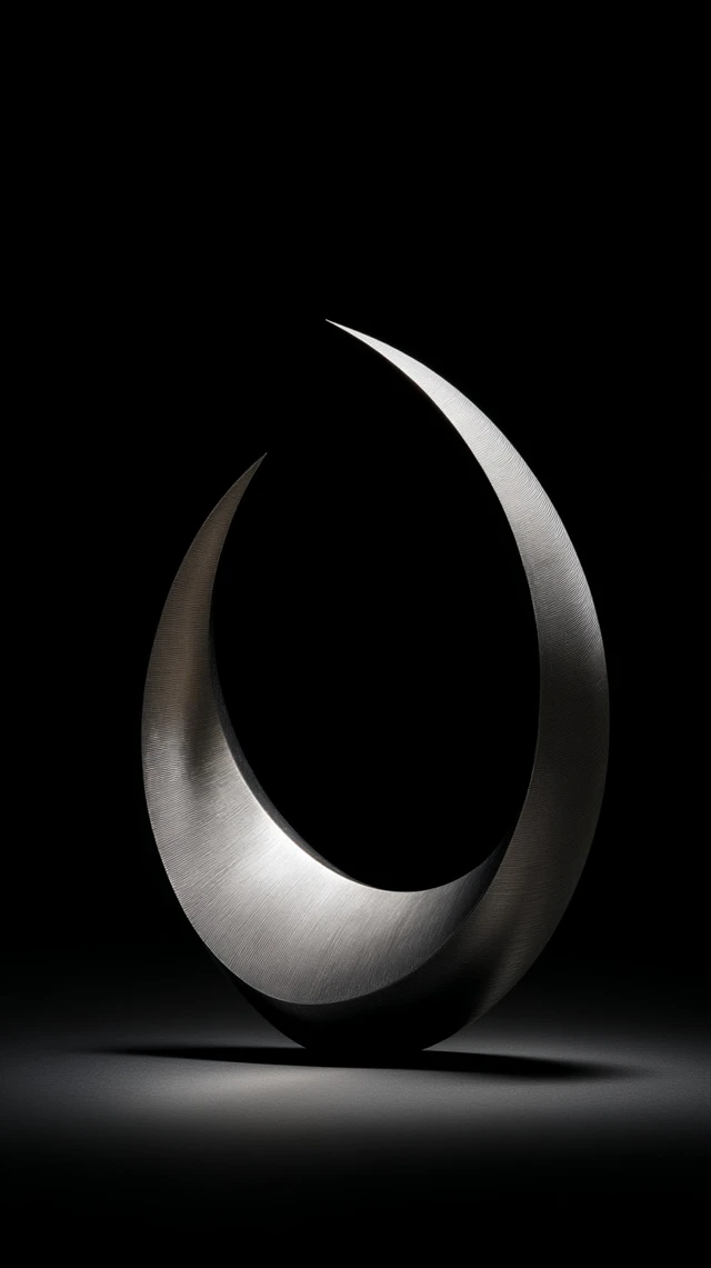 Minimalist Metallic Crescent Sculpture Abstract Design