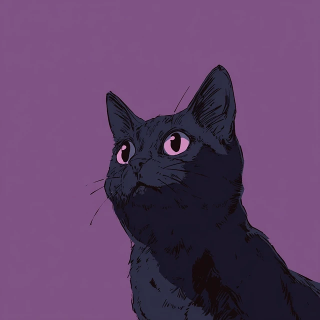Anime Cat Cute Eyes Purple Background