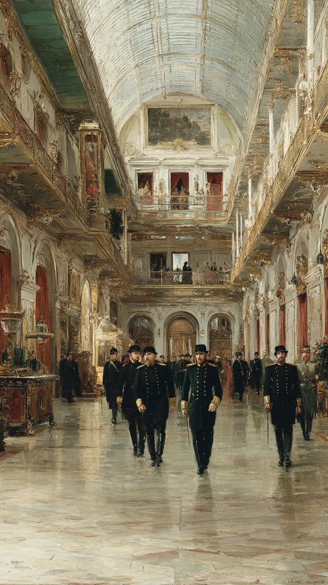 Lavish Spanish Palace Hallway 19th Century