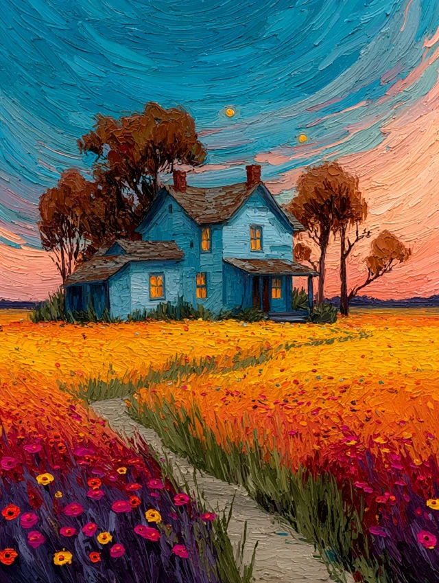 Van Gogh Cottage Garden Painting