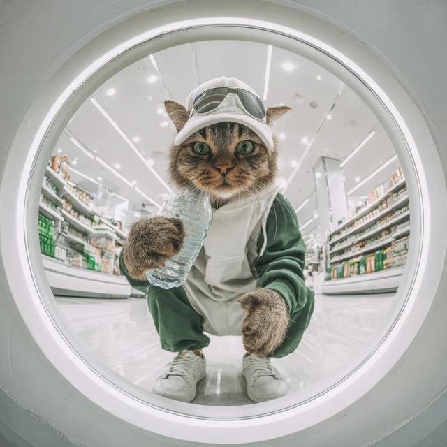 Cat Selfie in Grocery Store Album Cover Photo