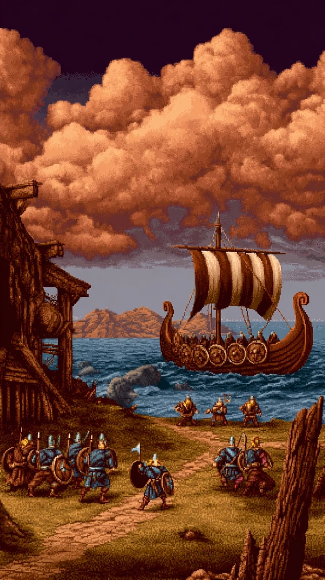 Viking Battle Scene SNES Screenshot