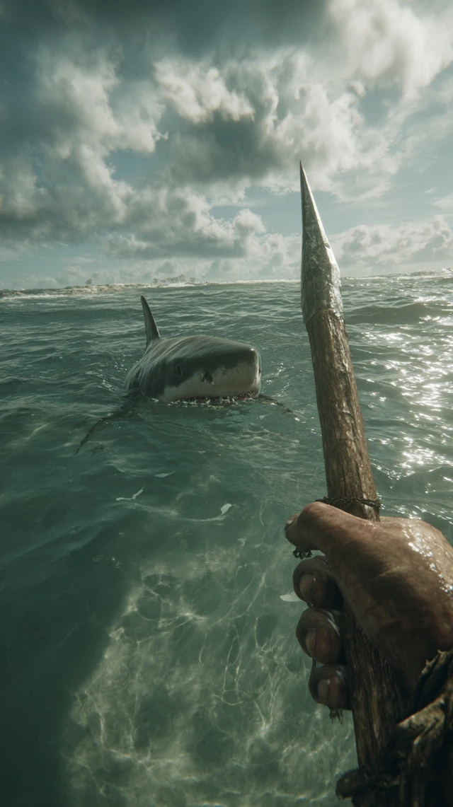 Shark Attack Survival POV Realistic Scene