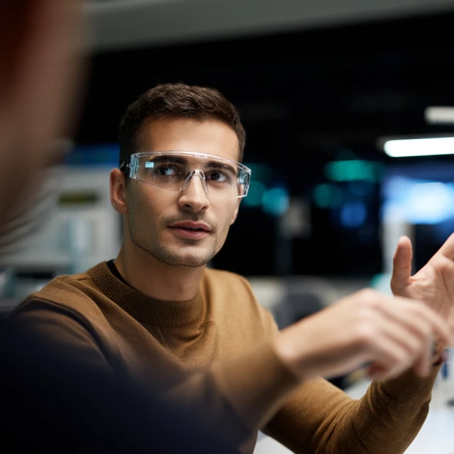 Engineer in Lab Casual Technical Discussion