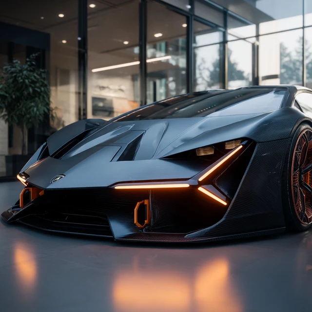 Lamborghini Temerario Sports Car in Showroom 3D Render