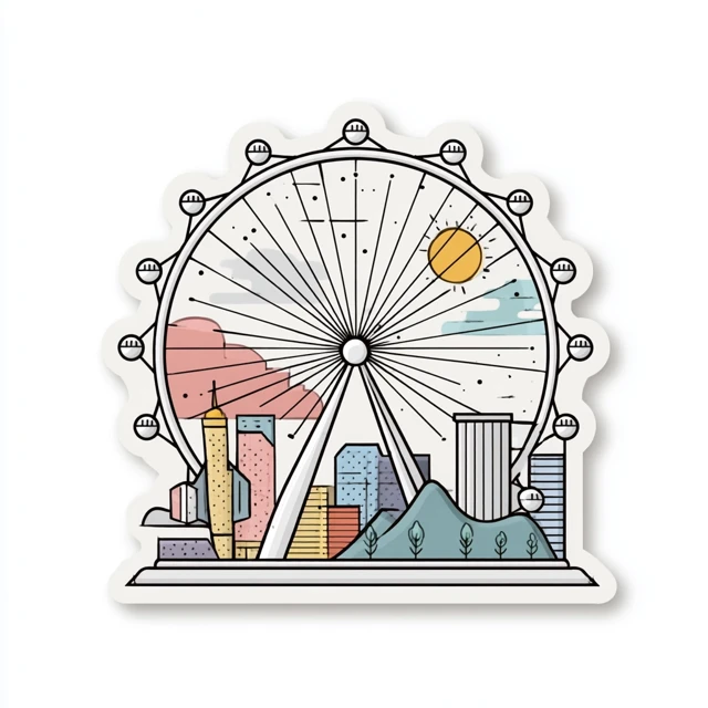 Las Vegas High Roller Wheel Sticker - Line Art Design