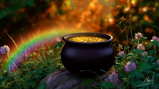 Pot of Gold at the End of the Rainbow Digital Painting