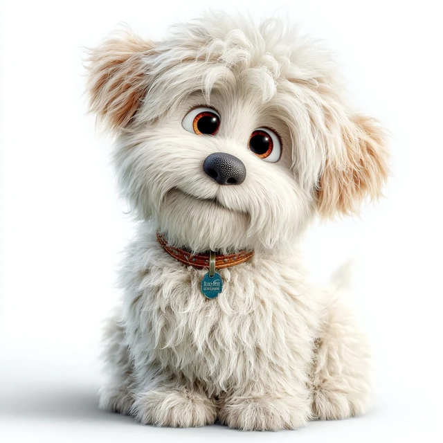 Cute Maltese Dog Pixar Cartoon Illustration