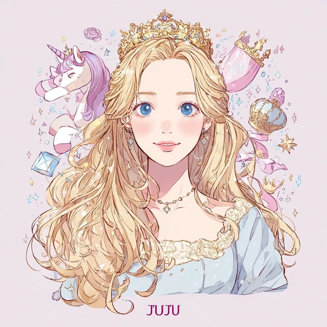Beautiful Princess Korean Cartoon Illustration