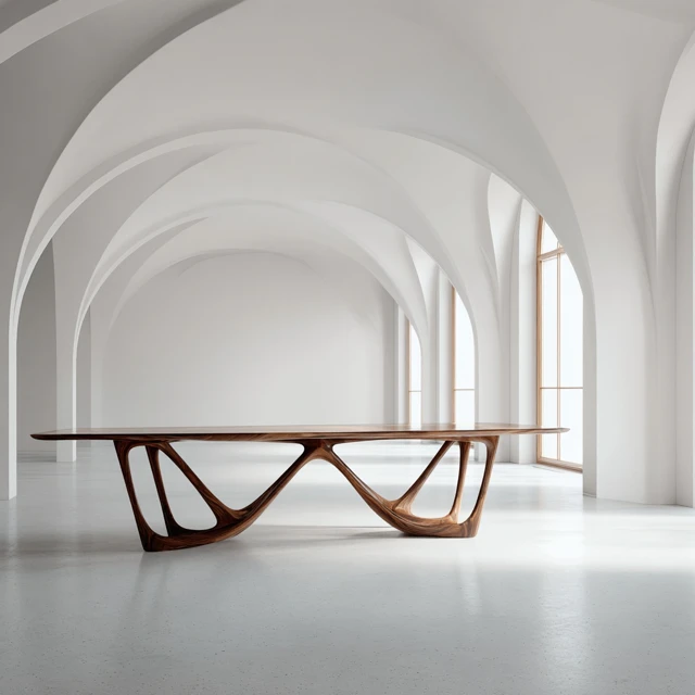 Minimalist Walnut Dining Table Zaha Hadid Design