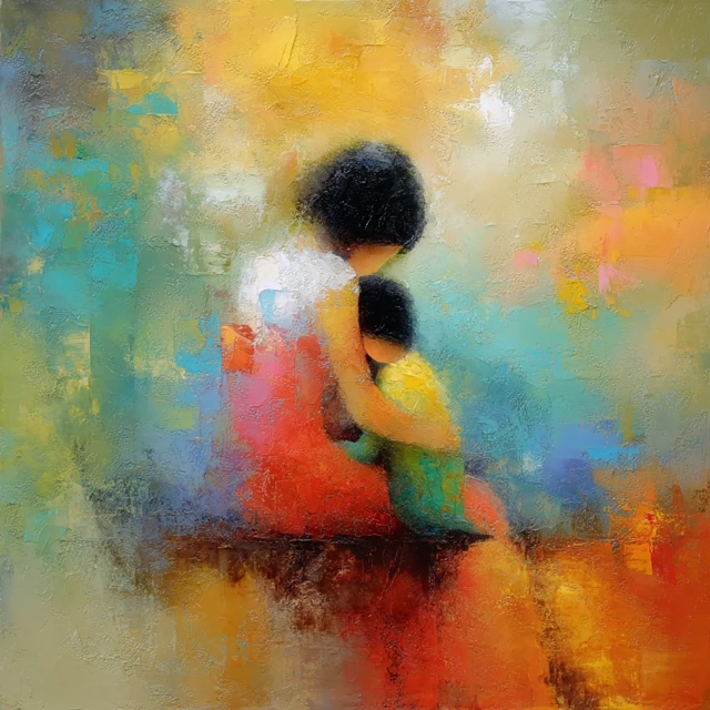 Mother and Child Abstract Art Romantic Love