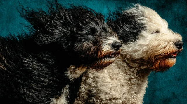 Joyful Canines Floating Blissfully Detailed Fur