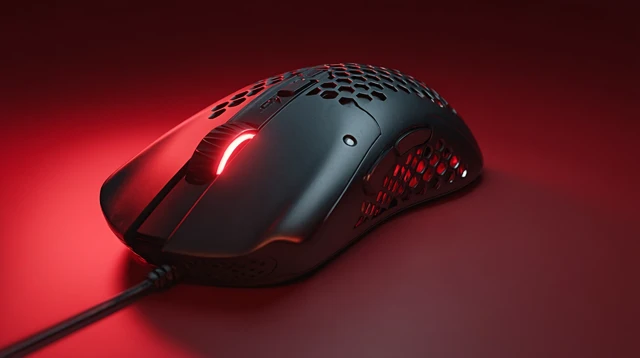 Gaming Mouse 3D Render Black Red Studio Lighting