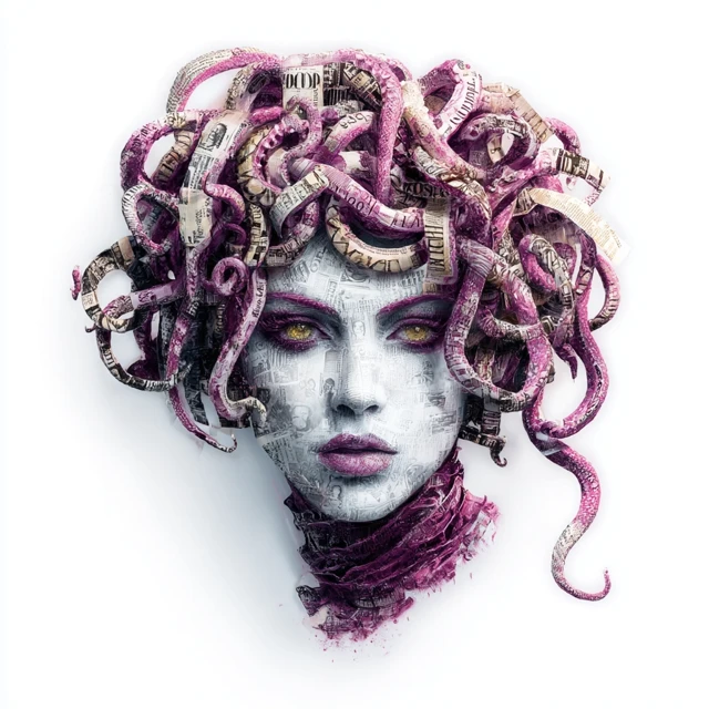 Medusa Sculpture White Background