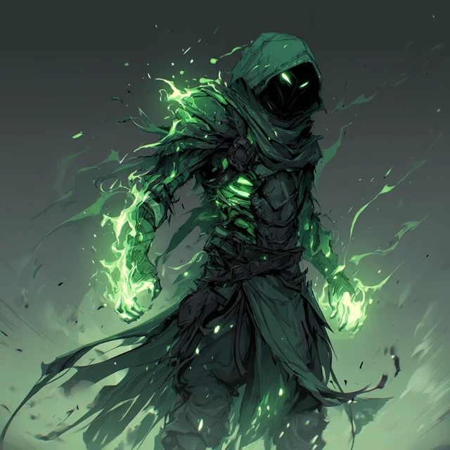 Radiant Wraith Glowing Green Radiation Fantasy Art