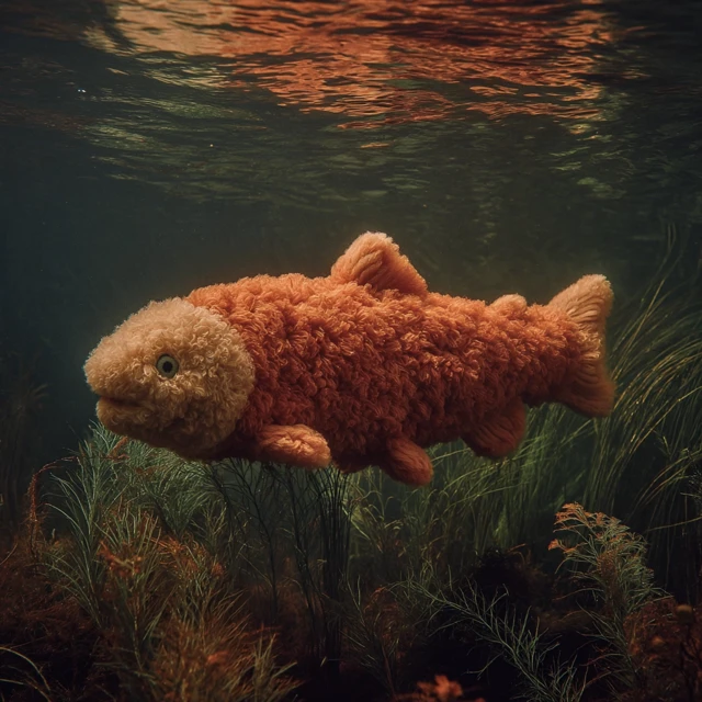 Cuddly Salmon Swimming Underwater