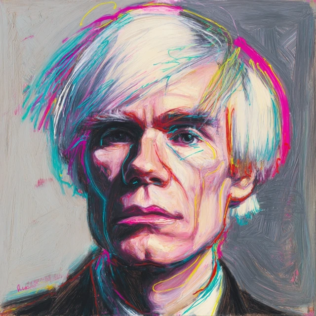 Andy Warhol Painting Neon Portrait Art