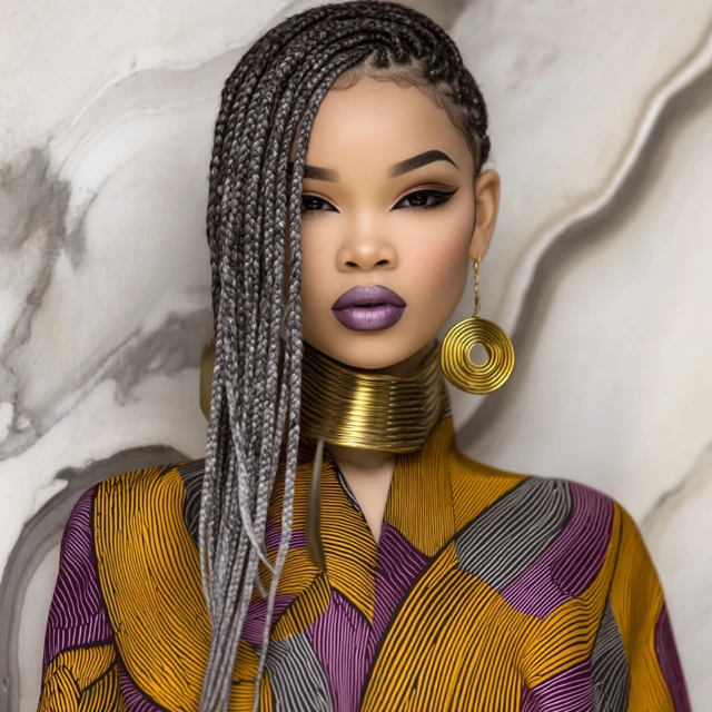 Beautiful African American Woman Gold Jewelry Portrait