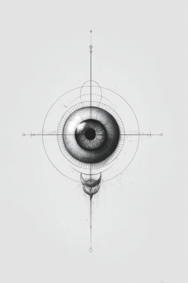 Eye Tattoo Design with Geometric Details