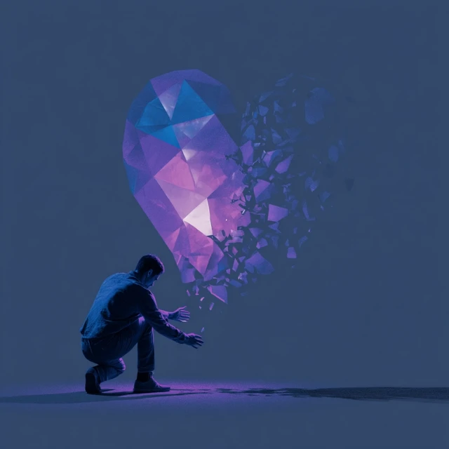 Man Preserving a Glass Heart Minimalist Art