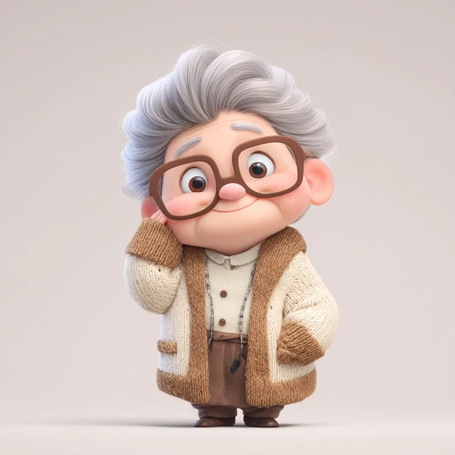 Charming Granny Pixar Cartoon Illustration