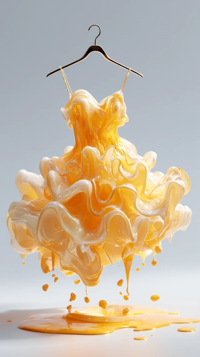 Melting Gold Dress: Surreal Fashion