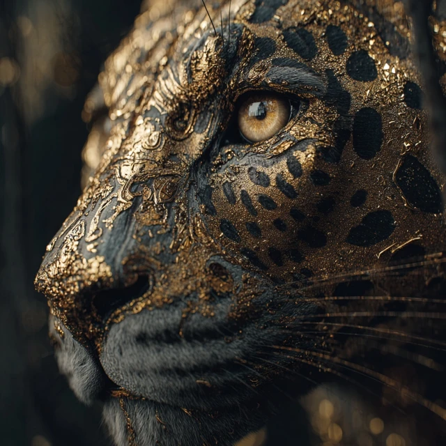 Golden Leopard Melting Close Up Art