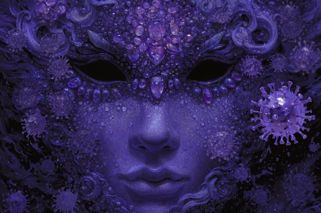 Surreal Mask UV Light Graphic Design Collage