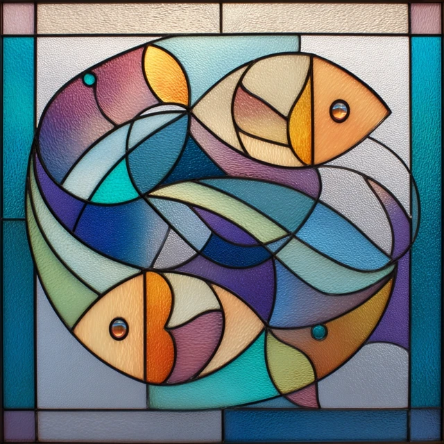 Minimalist Stained Glass Fish Panel Design