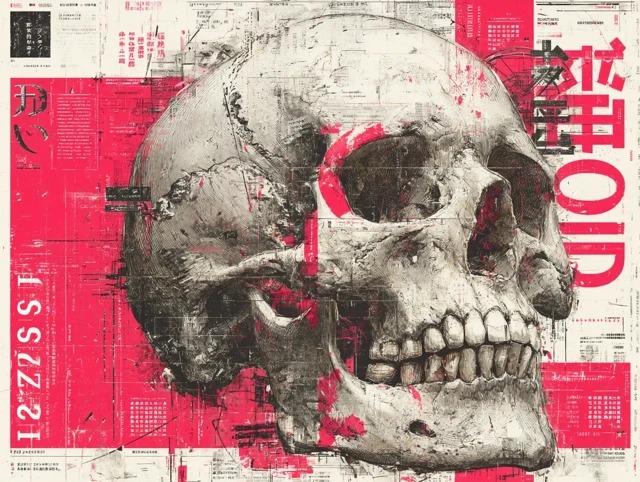 Japanese Pop Art Skull Collage Hades