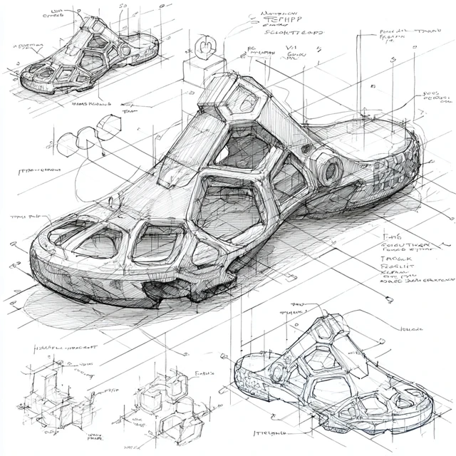 Womens Lattice Architectural Slides Blueprint Sketch