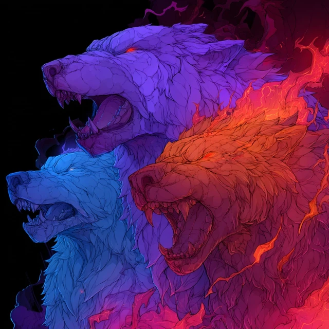 Cerberus Art: Mythical Three-Headed Dog Cartoon