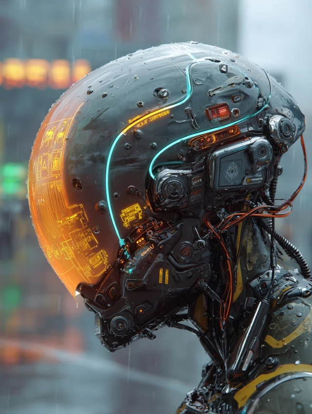 Cyberpunk AR Helmet Intricate Biomechanical Design